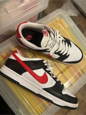 Nike Red Panda Dunk Low - White, Black & Red
